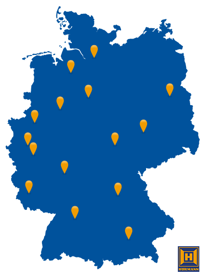 Übersichtskarte mit den Hörmann Niederlassungen in Deutschland